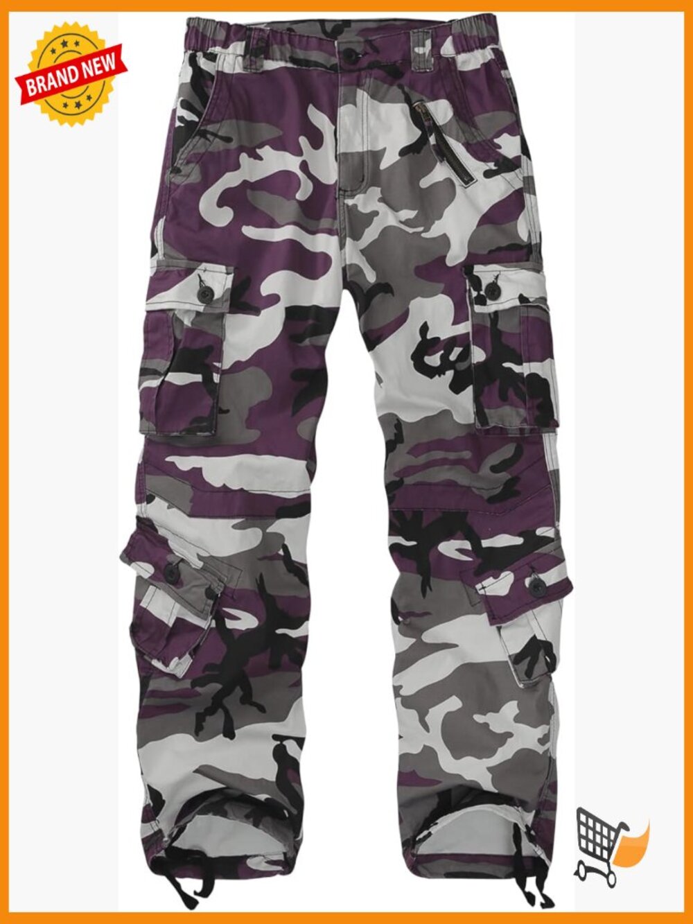 Mid-Rise Cargo Pants 8 Pockets Heavy Cotton Regular Plus Size Military Work